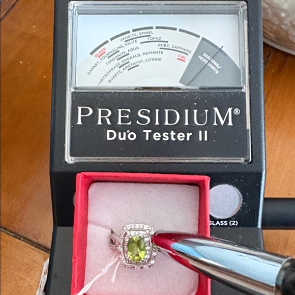 Radiant Cut Natural Peridot & Zircon Halo Ring Sterling Silver Size 7 - Picture 7 of 14